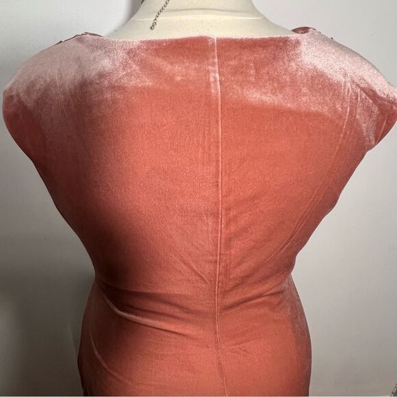 Nipon Boutique Dusty Rose Cowl Neck Ruched Side Velveteen Dress -- 16‎ - Picture 10 of 14